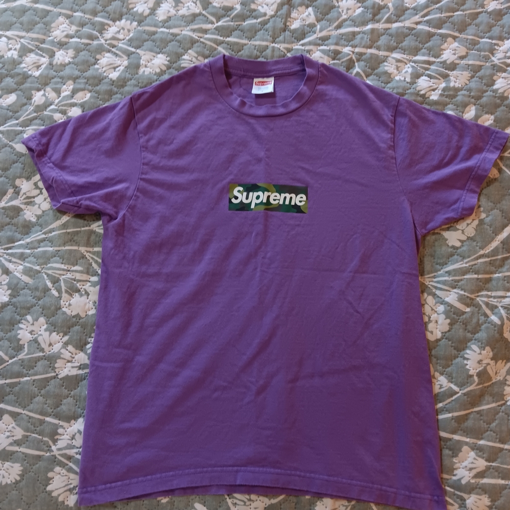 Supreme Purple Short Sleeve Tee Vibrant Cotton Crew Neck